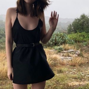 Silky black slip dress